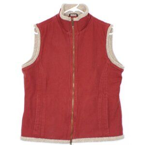 Duluth Trading Canvas Vest Mens Med Full Zip Sherpa Lined Heavy Workwear Pockets